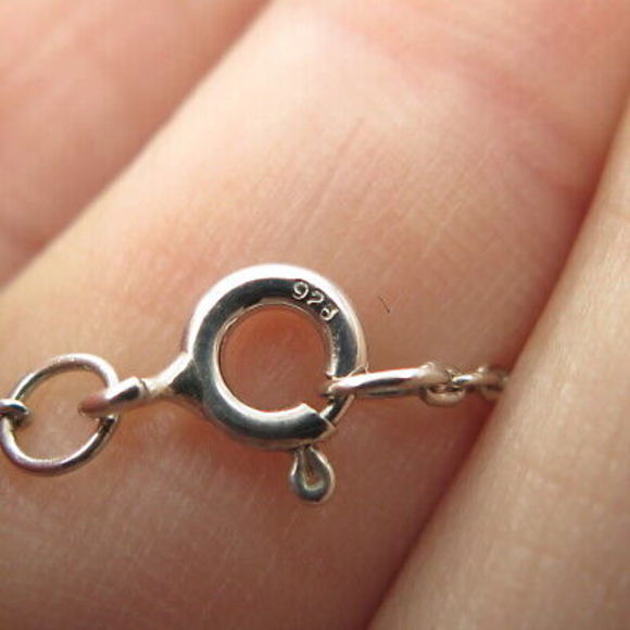 925 Sterling Silver Vintage Real Mother-of-Pearl Butterfly Chain Necklace 16" - Picture 8 of 9